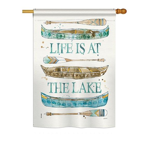 Breeze Decor BD-OU-H-109071-IP-BO-DS02-US 28 x 40 in. Life At The Lake Nature - Everyday Outdoor Impressions, Decorative Vertical House Flag