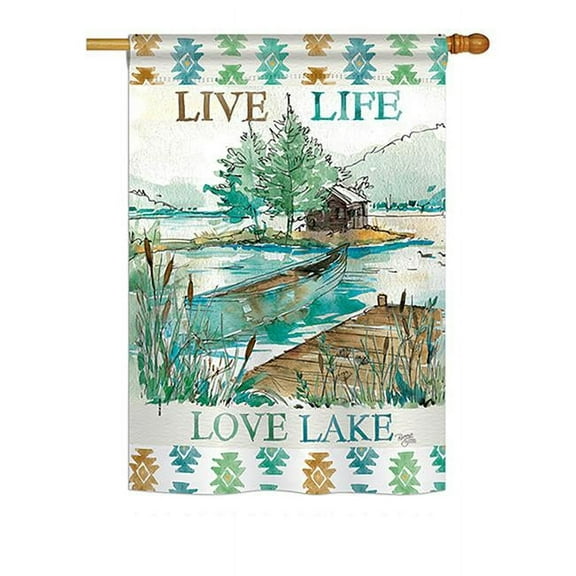 Breeze Decor BD-OU-H-109072-IP-BO-DS02-US 28 x 40 in. Live Life Lake Nature - Everyday Outdoor Impressions, Decorative Vertical House Flag