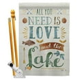 thumbnail image 1 of Breeze Decor BD-OU-HS-109050-IP-BO-D-US18-WA 28 x 40 in. All You Need is Love & Lake Nature Outdoor Impressions Decorative Vertical Double Sided House Flag Set & Pole Bracket Hardware, 1 of 1