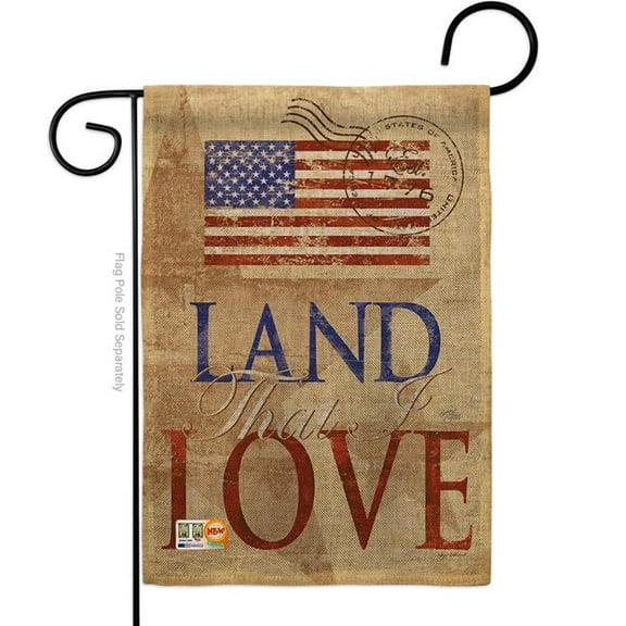 Breeze Decor BD-PA-G-111054-IP-DB-D-US12-SB 13 x 18.5 in. Land That I Love Burlap Americana Patriotic Impressions Decorative Vertical Double Sided Garden Flag