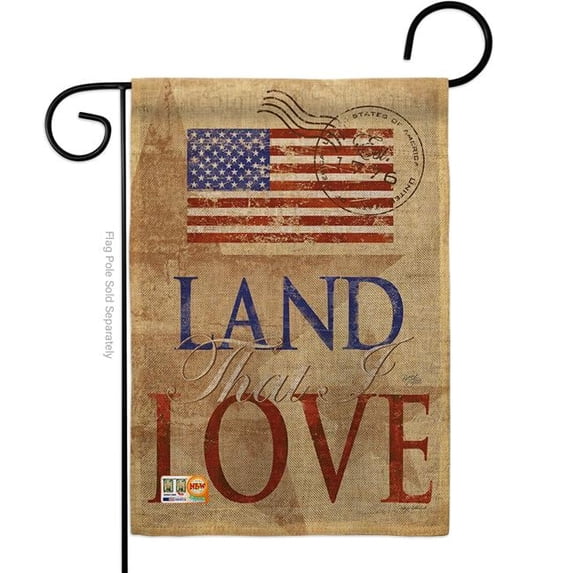 Breeze Decor BD-PA-G-111054-IP-DB-D-US12-SB 13 x 18.5 in. Land That I Love Burlap Americana Patriotic Impressions Decorative Vertical Double Sided Garden Flag