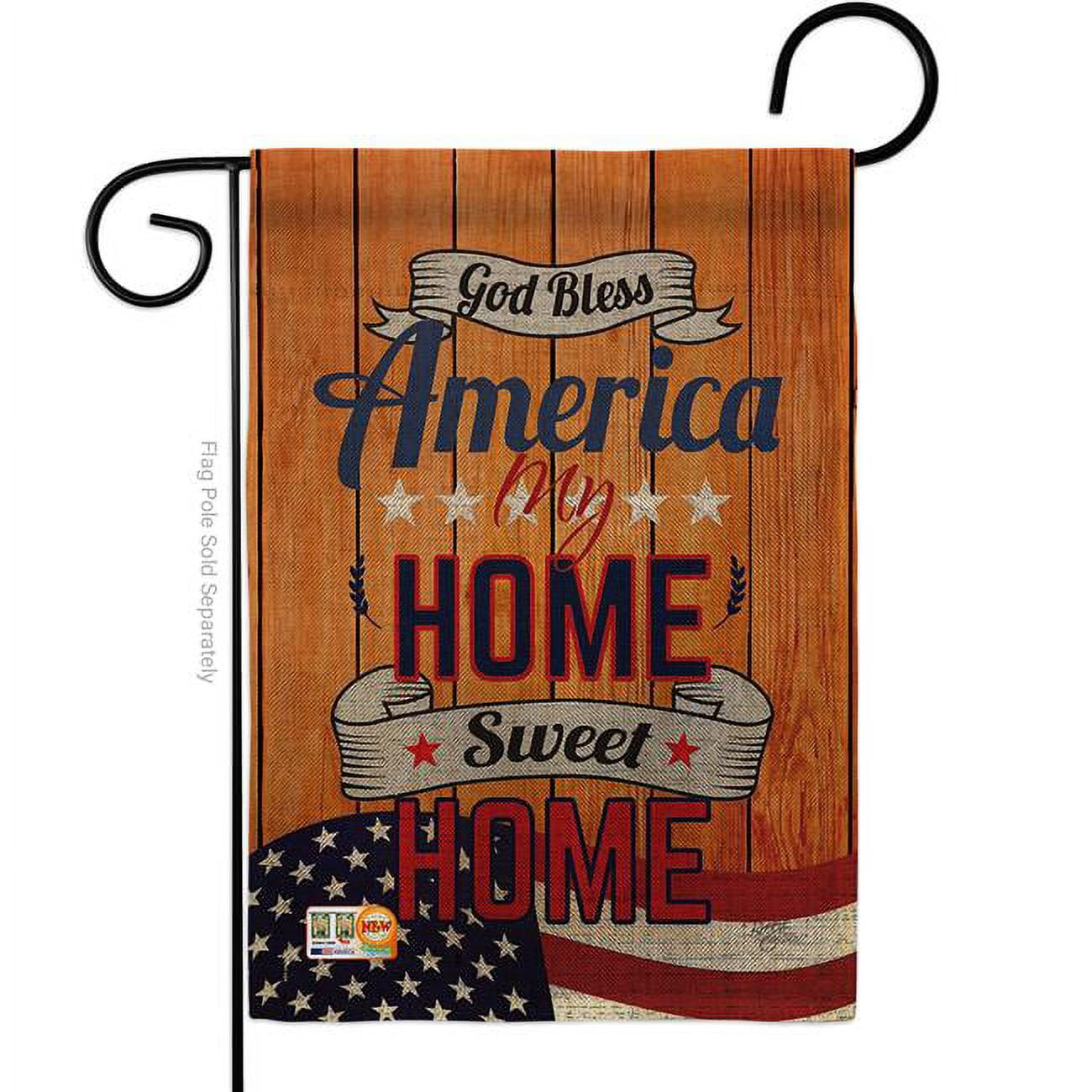 America My Home Sweet Home Patriotic Burlap Garden Flag