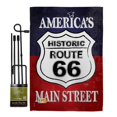 thumbnail image 1 of Breeze Decor BD-PA-GS-111059-IP-BO-D-US12-BD 13 x 18.5 in. Route 66 Americana Patriotic Vertical Double Sided Mini Garden Flag Set with Banner Pole, 1 of 1