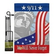 thumbnail image 1 of Breeze Decor BD-PA-GS-111060-IP-BO-D-US12-BD 13 x 18.5 in. September 11th Americana Patriotic Vertical Double Sided Mini Garden Flag Set with Banner Pole, 1 of 1