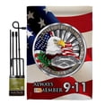thumbnail image 1 of Breeze Decor BD-PA-GS-111063-IP-BO-D-US13-BD 13 x 18.5 in. Always Remember Americana Patriotic Vertical Double Sided Mini Garden Flag Set with Banner Pole, 1 of 1