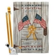 thumbnail image 1 of Breeze Decor BD-PA-HS-111055-IP-BO-D-US12-PL 28 x 40 in. Home of the Free Americana Patriotic Impressions Decorative Vertical Double Sided House Flag Set & Pole Bracket Hardware, 1 of 1