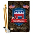 thumbnail image 1 of Breeze Decor BD-PA-HS-111071-IP-BO-D-US16-BD 28 x 40 in. Republicans Americana Patriotic Impressions Decorative Vertical Double Sided House Flag Set & Pole Bracket Hardware, 1 of 1