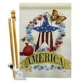 thumbnail image 1 of Breeze Decor BD-PA-HS-111073-IP-BO-D-US16-AL 28 x 40 in. America Banner Star Americana Patriotic Impressions Decorative Vertical Double Sided House Flag Set & Pole Bracket Hardware, 1 of 1