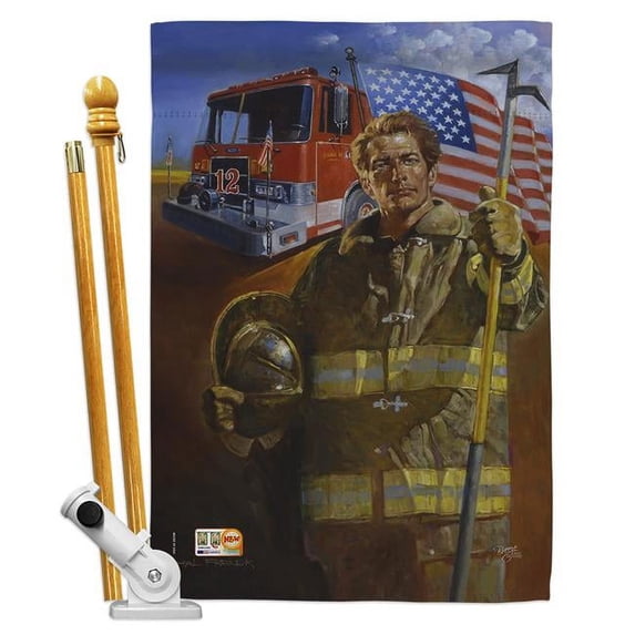Breeze Decor BD-PA-HS-111076-IP-BO-D-US16-AL 28 x 40 in. Homeguard Americana Patriotic Impressions Decorative Vertical Double Sided House Flag Set & Pole Bracket Hardware