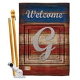 thumbnail image 1 of Breeze Decor BD-PA-HS-130111-IP-BO-D-US14-BD 28 x 40 in. Patriotic G Initial Americana Impressions Decorative Vertical Double Sided House Flag Set & Pole Bracket Hardware, 1 of 1
