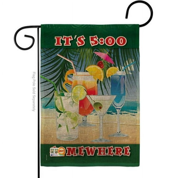 Breeze Decor BD-PC-G-115070-IP-DB-D-US10-BD 13 x 18.5 in. Its 5 Somewhere Party Burlap Special Occasion & Celebration Impressions Decorative Vertical Double Sided Garden Flag