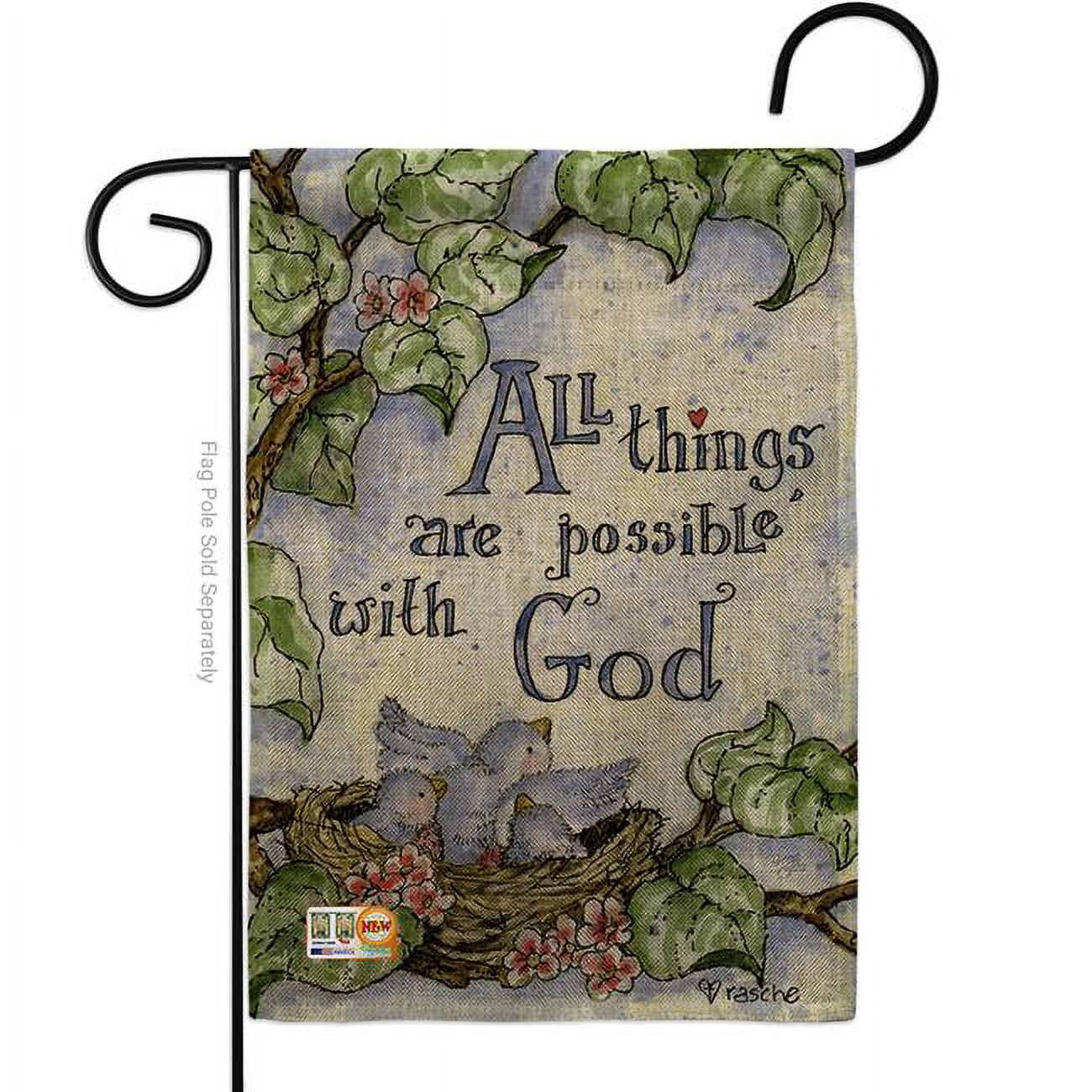 Breeze Decor BD-PC-G-115110-IP-DB-D-US16-AL 13 x 18.5 in. All Things Are Possible with God Burlap Special Occasion Party & Celebration Impressions Decorative Vertical Double Sided Garden Flag