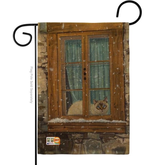 Breeze Decor BD-PT-G-110058-IP-DB-D-US12-AL 13 x 18.5 in. Staying Warm Burlap Nature Pets Impressions Decorative Vertical Double Sided Garden Flag