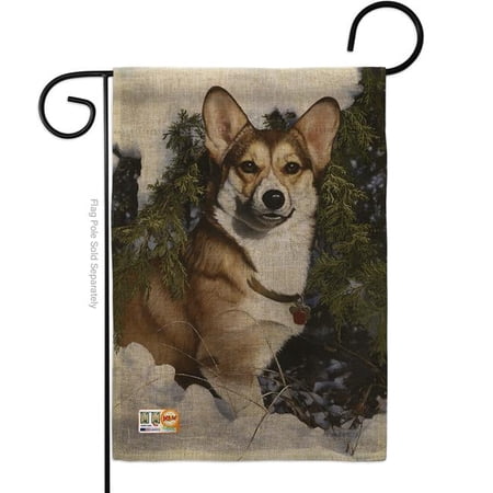 Breeze Decor BD-PT-G-110088-IP-DB-D-US16-AL 13 x 18.5 in. Corgi Burlap Nature Pets Impressions Decorative Vertical Double Sided Garden Flag