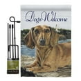 thumbnail image 1 of Breeze Decor BD-PT-GS-110003-IP-BO-D-US15-AL 13 x 18.5 in. Dachshund Nature Pets Vertical Double Sided Mini Garden Flag Set with Banner Pole, 1 of 1