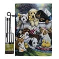 thumbnail image 1 of Breeze Decor BD-PT-GS-110046-IP-BO-D-US12-AL 13 x 18.5 in. Bath Time Pups Nature Pets Vertical Double Sided Mini Garden Flag Set with Banner Pole, 1 of 1