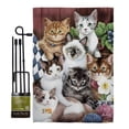 thumbnail image 1 of Breeze Decor BD-PT-GS-110069-IP-BO-D-US13-AL 13 x 18.5 in. Cuddly Kittens Nature Pets Vertical Double Sided Mini Garden Flag Set with Banner Pole, 1 of 1