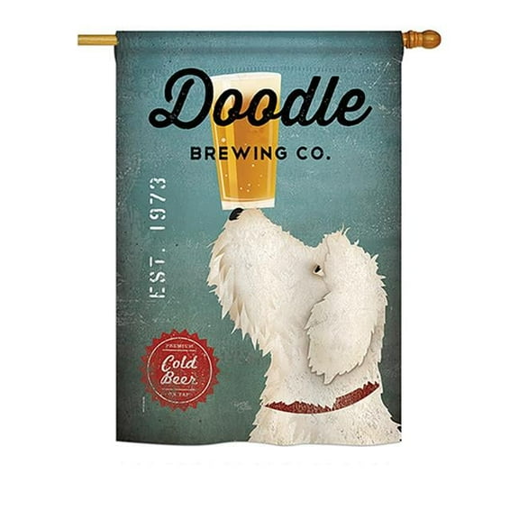 Breeze Decor BD-PT-H-110112-IP-BO-DS02-US 28 x 40 in. Doodle Brewing Nature - Everyday Pets Impressions, Decorative Vertical House Flag
