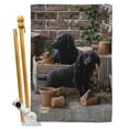 thumbnail image 1 of Breeze Decor BD-PT-HS-110007-IP-BO-D-US15-AL 28 x 40 in. Vertical Black Lab Pups Nature Pets Impressions Decorative Double Sided House Flag Set with Pole & Bracket Hardware, 1 of 1