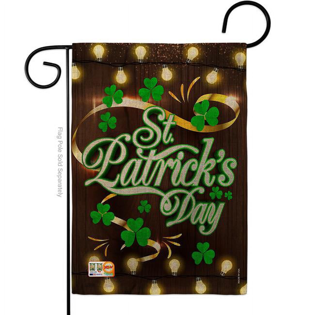 Lightful St. Patrick's Day Double-Sided Burlap Garden Flag