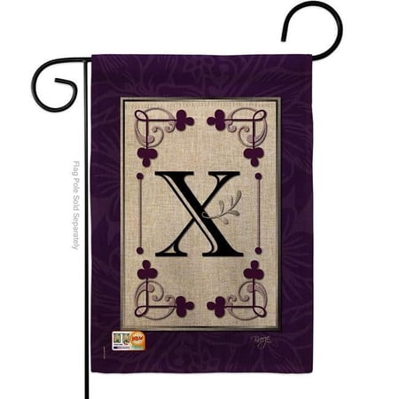 Breeze Decor BD-SB-G-130024-IP-DB-D-US09-BD 13 x 18.5 in. Classic X Initial Burlap Interests Simply Beauty Impressions Decorative Vertical Double Sided Garden Flag