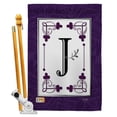 thumbnail image 1 of Breeze Decor BD-SB-HS-130010-IP-BO-D-US09-BD 28 x 40 in. Vertical Classic J Initial Interests Simply Beauty Impressions Decorative Double Sided House Flag Set with Pole & Bracket Hardware, 1 of 1
