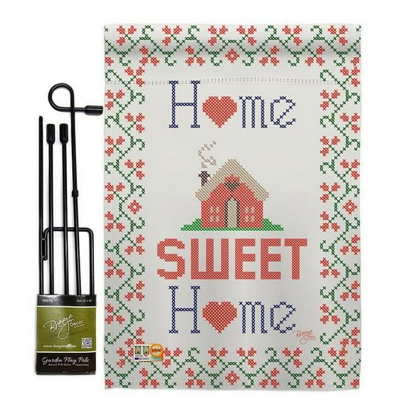 Breeze Decor BD-SH-GS-100062-IP-BO-D-US16-BD 13 x 18.5 in. Welcome Sweet Home Inspirational Impressions Decorative Vertical Double Sided Garden Flag Set with Banner Pole