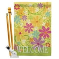 thumbnail image 1 of Breeze Decor BD-SH-HS-100052-IP-BO-D-US12-AM 28 x 40 in. Welcome Daisy Garden Inspirational Sweet Home Impressions Decorative Vertical Double Sided House Flag Set with Pole Bracket Hardware, 1 of 1