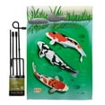 thumbnail image 1 of Breeze Decor BD-SM-GS-107002-IP-BO-D-US13-BD 13 x 18.5 in. Koi Coastal Sea Animals Impressions Decorative Vertical Double Sided Garden Flag Set with Banner Pole, 1 of 1