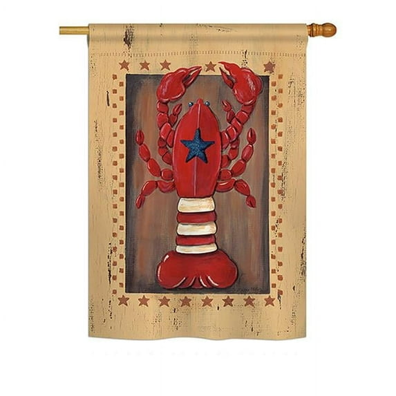Breeze Decor BD-SM-H-107055-IP-BO-DS02-US Patriotic Lobster Coastal - Everyday Sea Animals Impressions Decorative Vertical House Flag - 28 x 40 in.