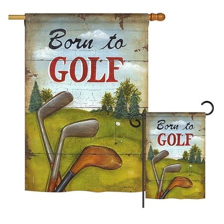 Breeze Decor BD-SP-G-109065-IP-BO-D-US18-SB G159065-BO Born to Golf Interests Sports Impressions Decorative Vertical 13 x 18.5 in. Double Sided Garden Flag