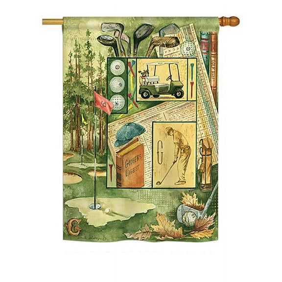 Breeze Decor BD-SP-H-109060-IP-BO-D-US18-SB H109060-BO Round of Golf Interests Sports Impressions Decorative Vertical 28 x 40 in. Double Sided House Flag