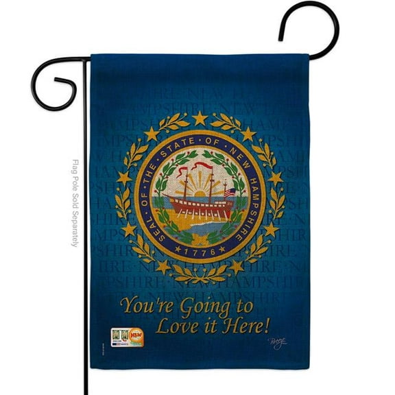Breeze Decor BD-SS-G-108145-IP-DB-D-US13-BD 13 x 18.5 in. New Hampshire Burlap Americana States Impressions Decorative Vertical Double Sided Garden Flag