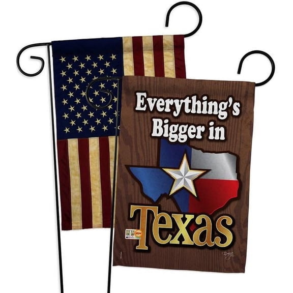 Breeze Decor BD-SS-GP-108067-IP-BOAA-D-US12-BD 13 x 18.5 in. Impressions Decorative Vertical Double Sided USA Vintage Texas Americana States Applique Garden Flags - Pack of 2