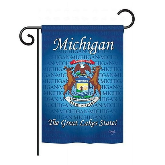 Breeze Decor BD-SS-GS-108105-IP-BO-D-US13-BD 13 x 18.5 in. Michigan Americana States Impressions Decorative Vertical Double Sided Garden Flag Set with Banner Pole