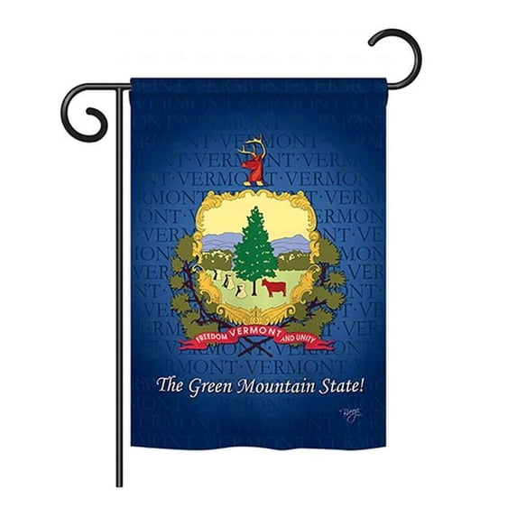 Breeze Decor BD-SS-GS-108134-IP-BO-D-US13-BD 13 x 18.5 in. Vermont Americana States Impressions Decorative Vertical Double Sided Garden Flag Set with Banner Pole