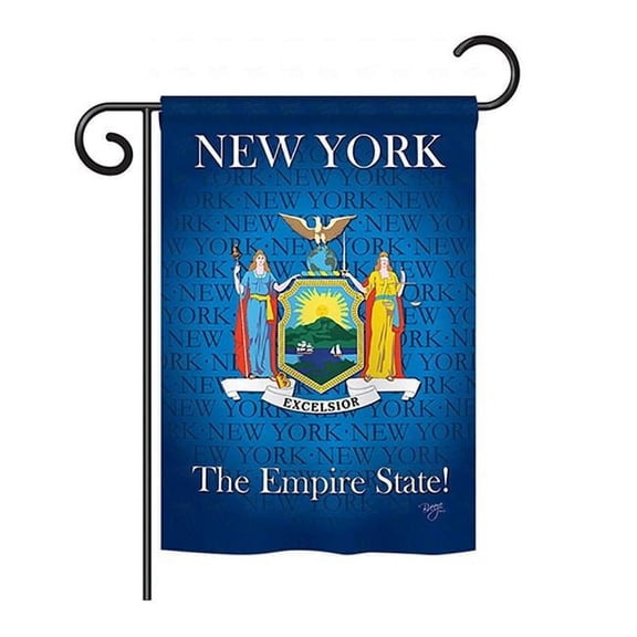 Breeze Decor BD-SS-GS-108147-IP-BO-D-US13-BD 13 x 18.5 in. New York Americana States Impressions Decorative Vertical Double Sided Garden Flag Set with Banner Pole