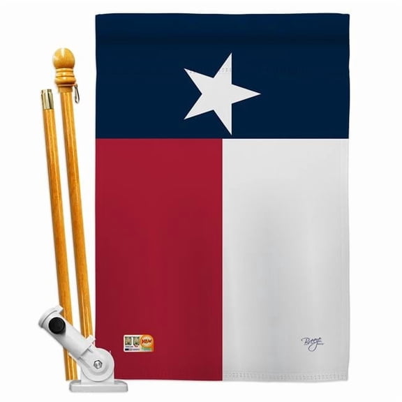 Breeze Decor BD-SS-HS-108230-IP-BO-D-US14-BD 28 x 40 in. Vertical Texas State Americana States Impressions Decorative Double Sided House Flag Set with Pole & Bracket Hardware