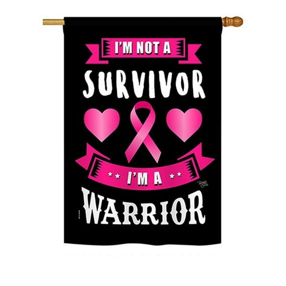 Breeze Decor BD-ST-H-115140-IP-BO-D-US18-BD H115140-BO Im A Pink Warrior Inspirational Support Impressions Decorative Vertical 28 x 40 in. Double Sided House Flag