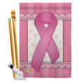 thumbnail image 1 of Breeze Decor BD-ST-HS-115086-IP-BO-D-US13-BD 28 x 40 in. Support a Cure Inspirational Impressions Decorative Vertical Double Sided House Flag Set with Pole Bracket Hardware, 1 of 1
