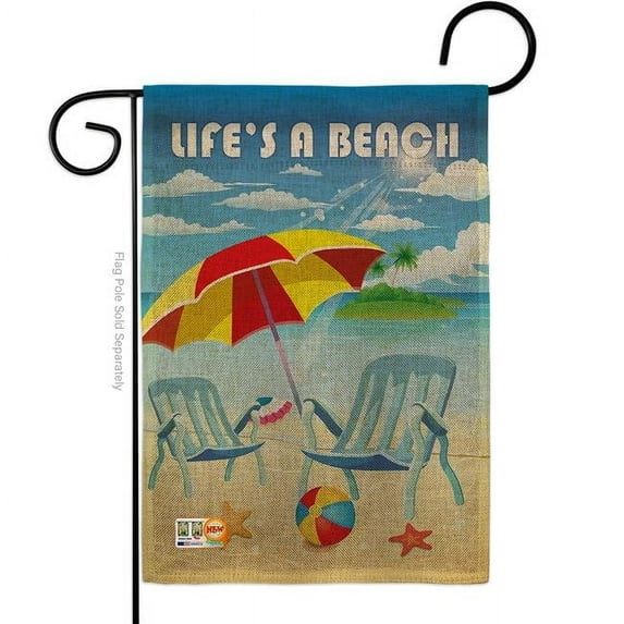 Breeze Decor BD-SU-G-106057-IP-DB-D-US10-BD 13 x 18.5 in. Lifes a Beach Burlap Summer Fun in the Sun Impressions Decorative Vertical Double Sided Garden Flag
