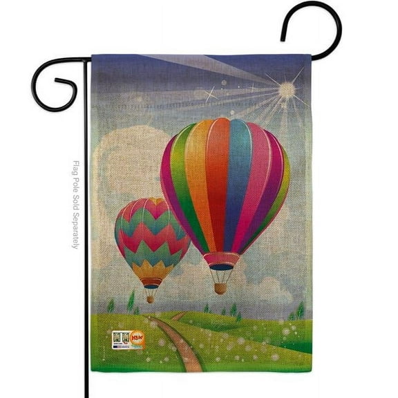 Breeze Decor BD-SU-G-106058-IP-DB-D-US10-BD 13 x 18.5 in. Balloon Festival Burlap Summer Fun in the Sun Impressions Decorative Vertical Double Sided Garden Flag