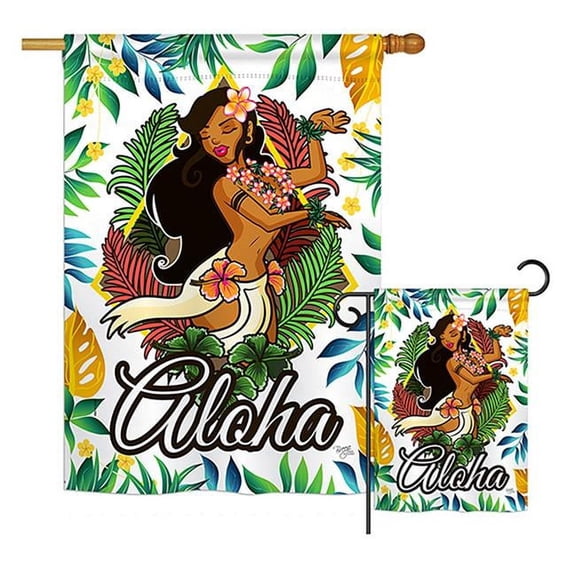 Breeze Decor BD-SU-H-106084-IP-BO-D-US18-BD 28 x 40 in. Hula Girl Summer Fun In The Sun Impressions Decorative Vertical Double Sided House Flag Printed USA