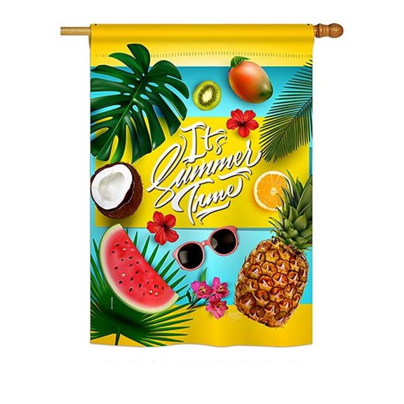 Breeze Decor BD-SU-H-106085-IP-BO-D-US18-BD 28 x 40 in. Fruity Summer Time Fun In The Sun Impressions Decorative Vertical Double Sided House Flag Printed USA