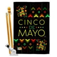 thumbnail image 1 of Breeze Decor BD-SW-HS-115129-IP-BO-D-US18-BD 28 x 40 in. Vertical Serape Cinco De Mayo Country & Primitive Southwest Impressions Decorative Double Sided House Flag Set with Pole & Bracket Hardware, 1 of 1