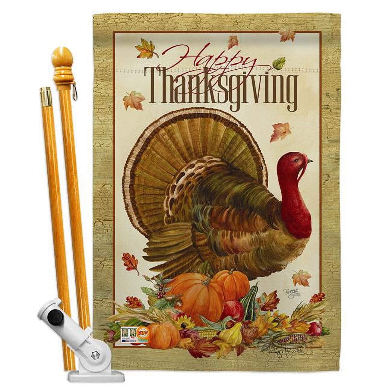Thanksgiving Turkey Fall Harvest Polyester House Flag