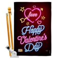 thumbnail image 1 of Breeze Decor BD-VA-HS-101057-IP-BO-D-US17-BD 28 x 40 in. Neon Valentines Love Spring Impressions Decorative Vertical Double Sided House Flag Set with Pole Bracket Hardware, 1 of 1