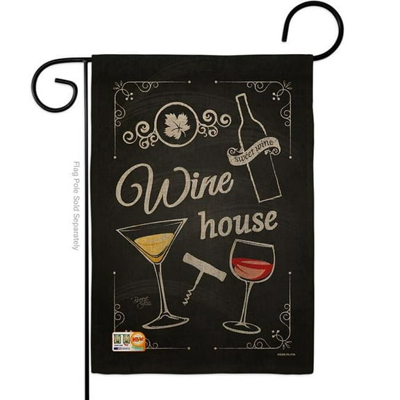 Breeze Decor BD-WI-G-117002-IP-DB-D-US15-BD 13 x 18.5 in. Wine House Burlap Happy Hour & Drinks Impressions Decorative Vertical Double Sided Garden Flag