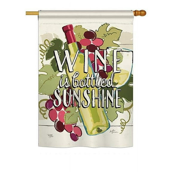 Breeze Decor BD-WI-H-117047-IP-BO-DS02-US 28 x 40 in. Wine is Sunshine Happy Hour & Drinks - Everyday Wine Impressions, Decorative Vertical House Flag