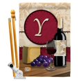 thumbnail image 1 of Breeze Decor BD-WI-HS-130233-IP-BO-D-US14-BD 28 x 40 in. Wine Y Initial Happy Hour & Drinks Impressions Decorative Vertical Double Sided House Flag Set with Pole Bracket Hardware, 1 of 1